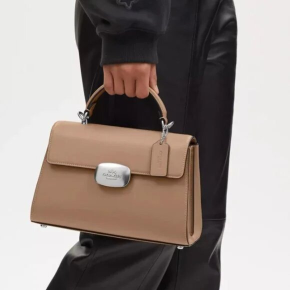 COACH Eliza Sand with Silver Hardware TOP HANDLE Crossbody - Picture 10 of 12